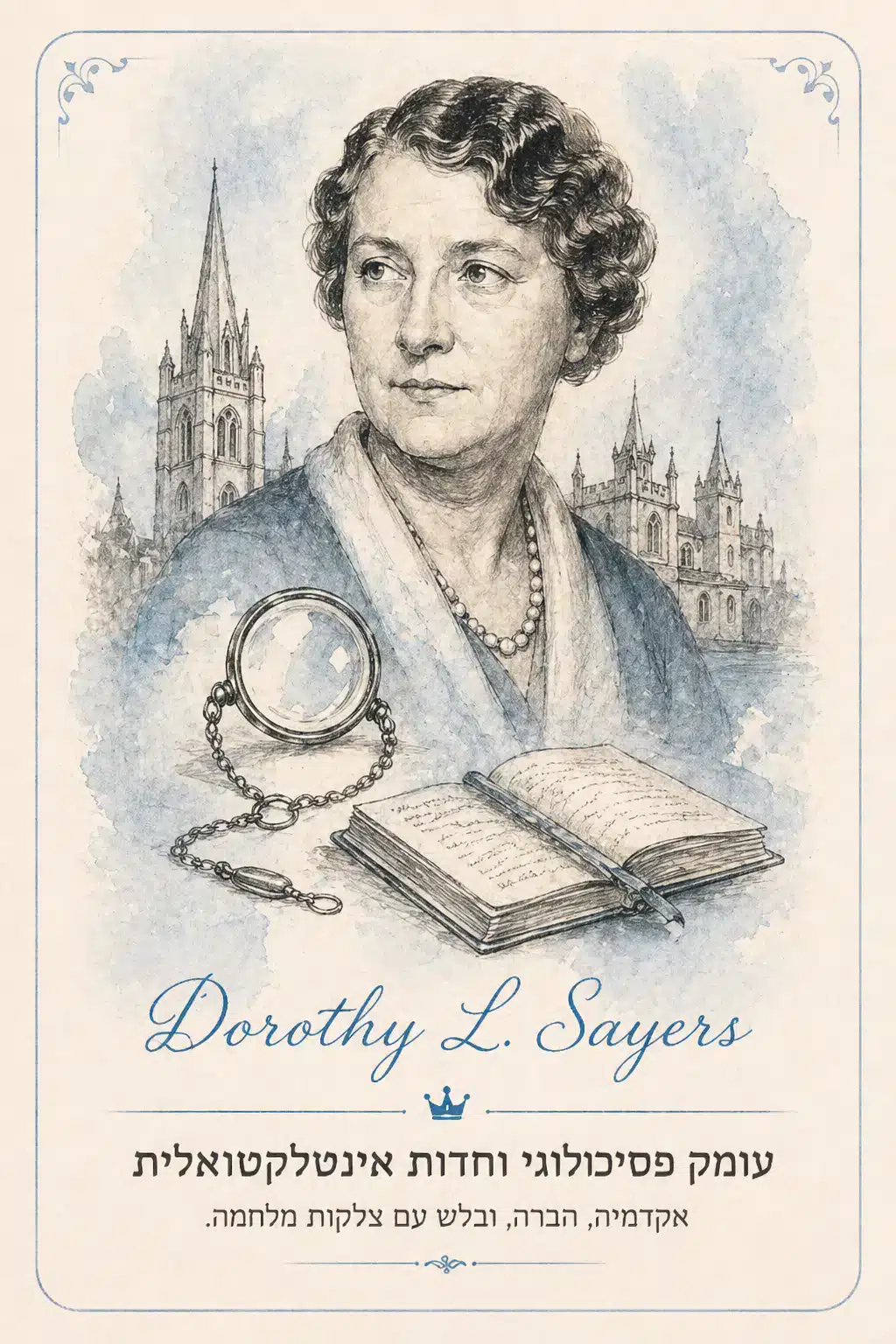 איור בסגנון צבעי מים של דורותי ל. סאיירס, ממלכות הפשע של תור הזהב